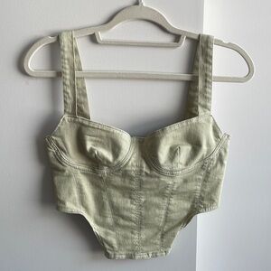 Pale green Zara bustier crop top